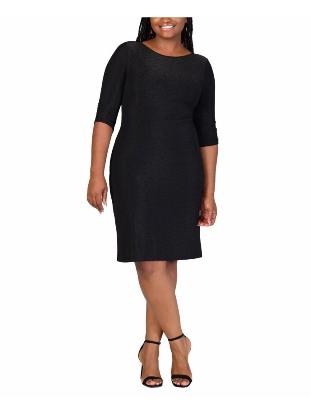 24seven Comfort Apparel Mini Party Dress Elbow Gold Black Plus Size 2X $99